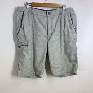 Carbon‎ 2 Cobalt Men's Panache Cotton Linen Blend Flat Front Chino Shorts SZ 38